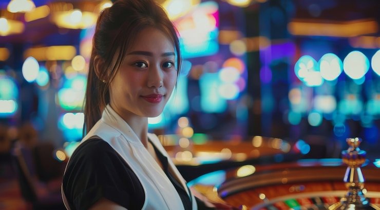 Antarmuka aplikasi mobile kuning toto menampilkan meja live SA Gaming dengan dealer dan statistik real-time